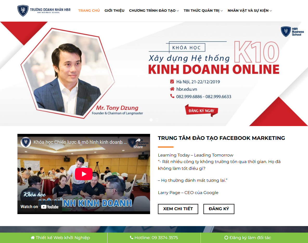 Giao diện Theme WordPress giới thiệu khóa học 03