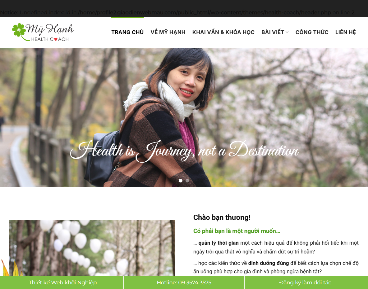 Giao diện theme wordpress profile cá nhân