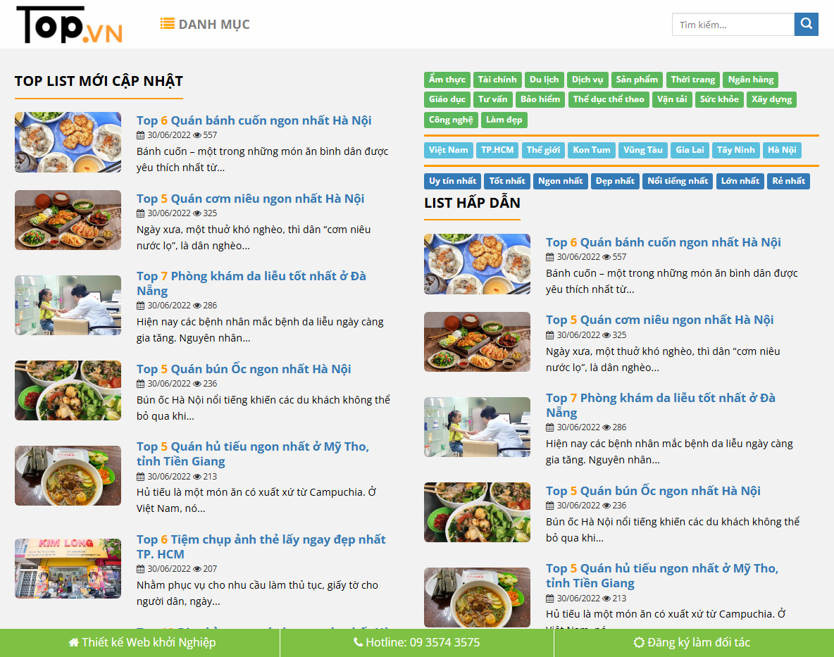 Giao diện Theme WordPress giống Toplist