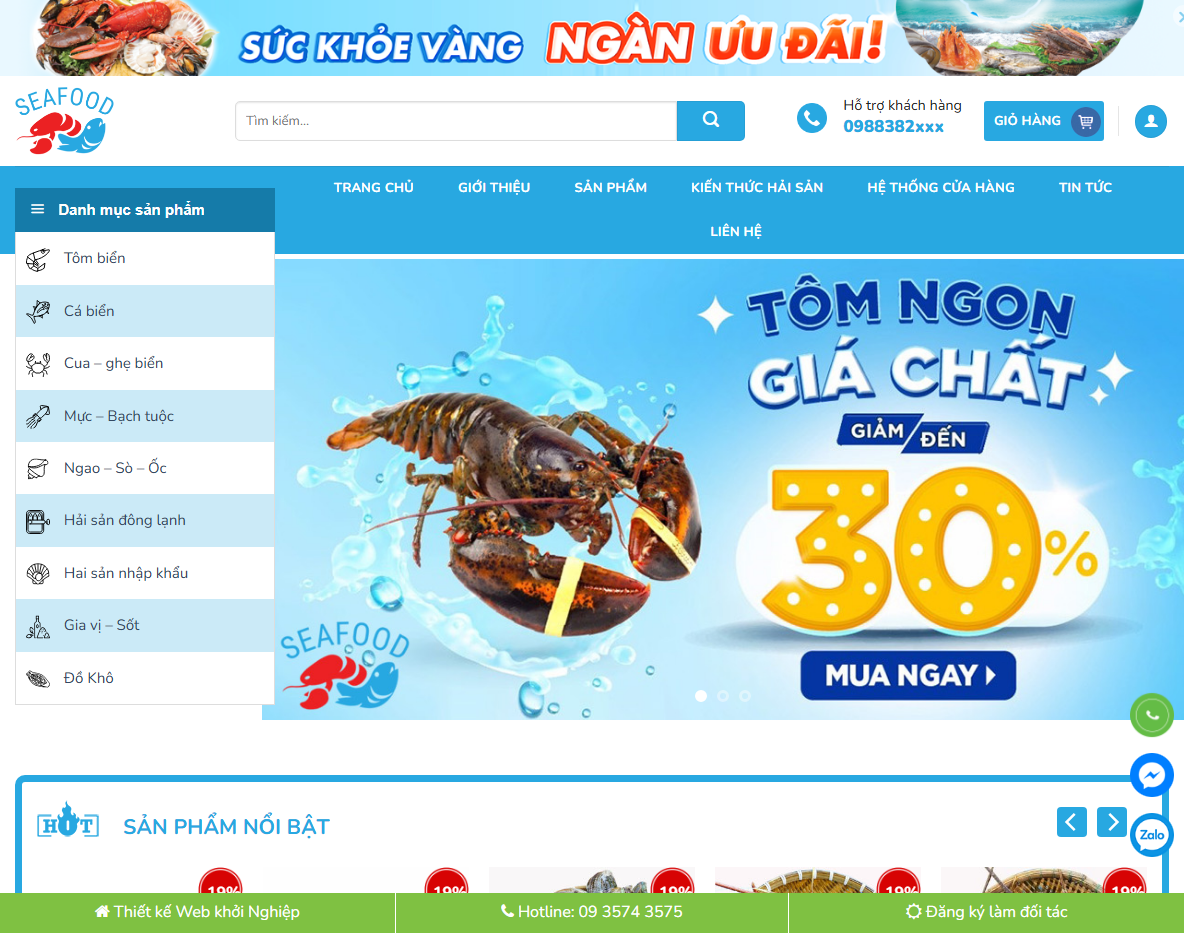 Giao diện Theme WordPress hải sản 2