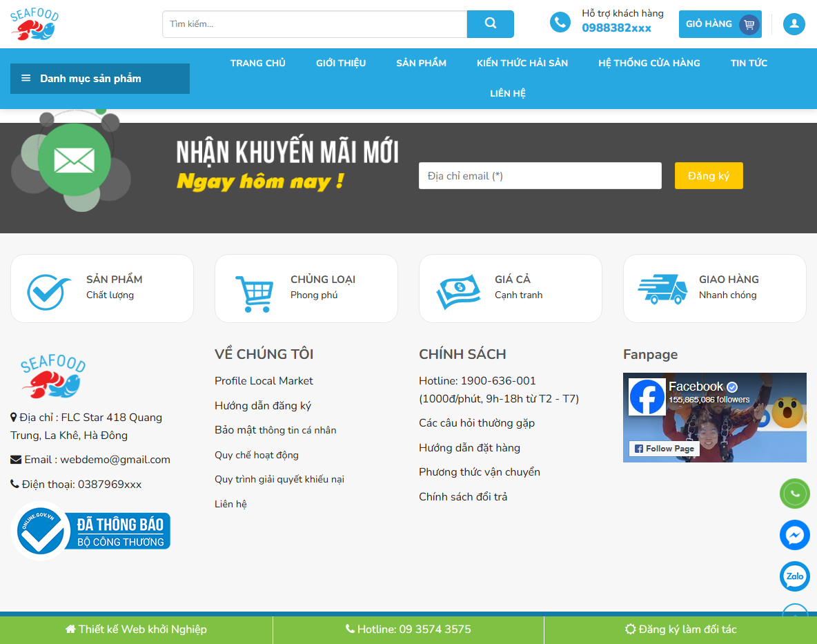 Tính năng Theme WordPress hải sản 2
