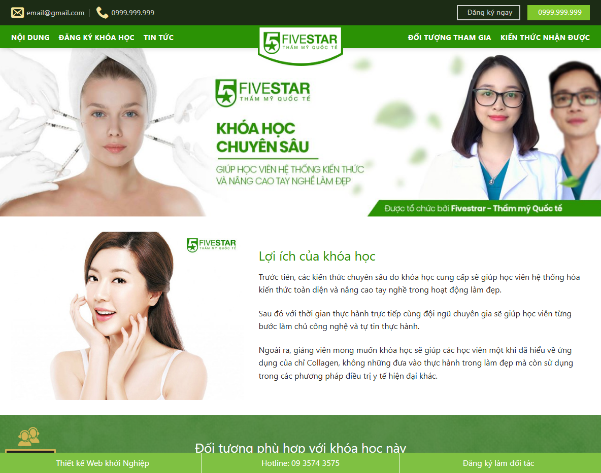 Theme WordPress khóa học làm đẹp