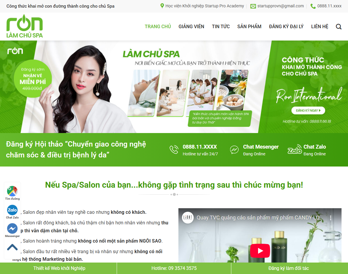 Giao diện Theme WordPress khóa học Spa