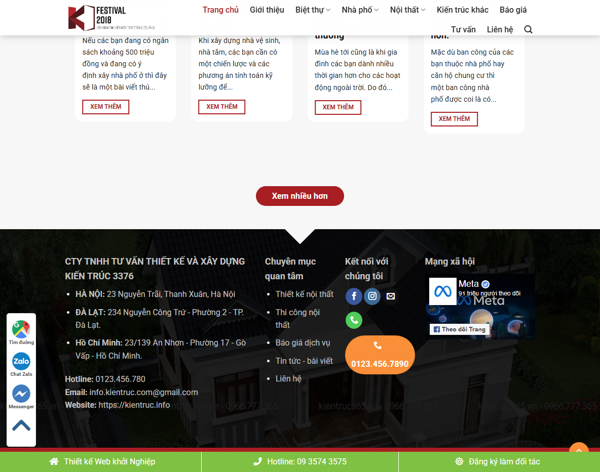 Giao diện responsive của Theme WordPress kiến trúc 04