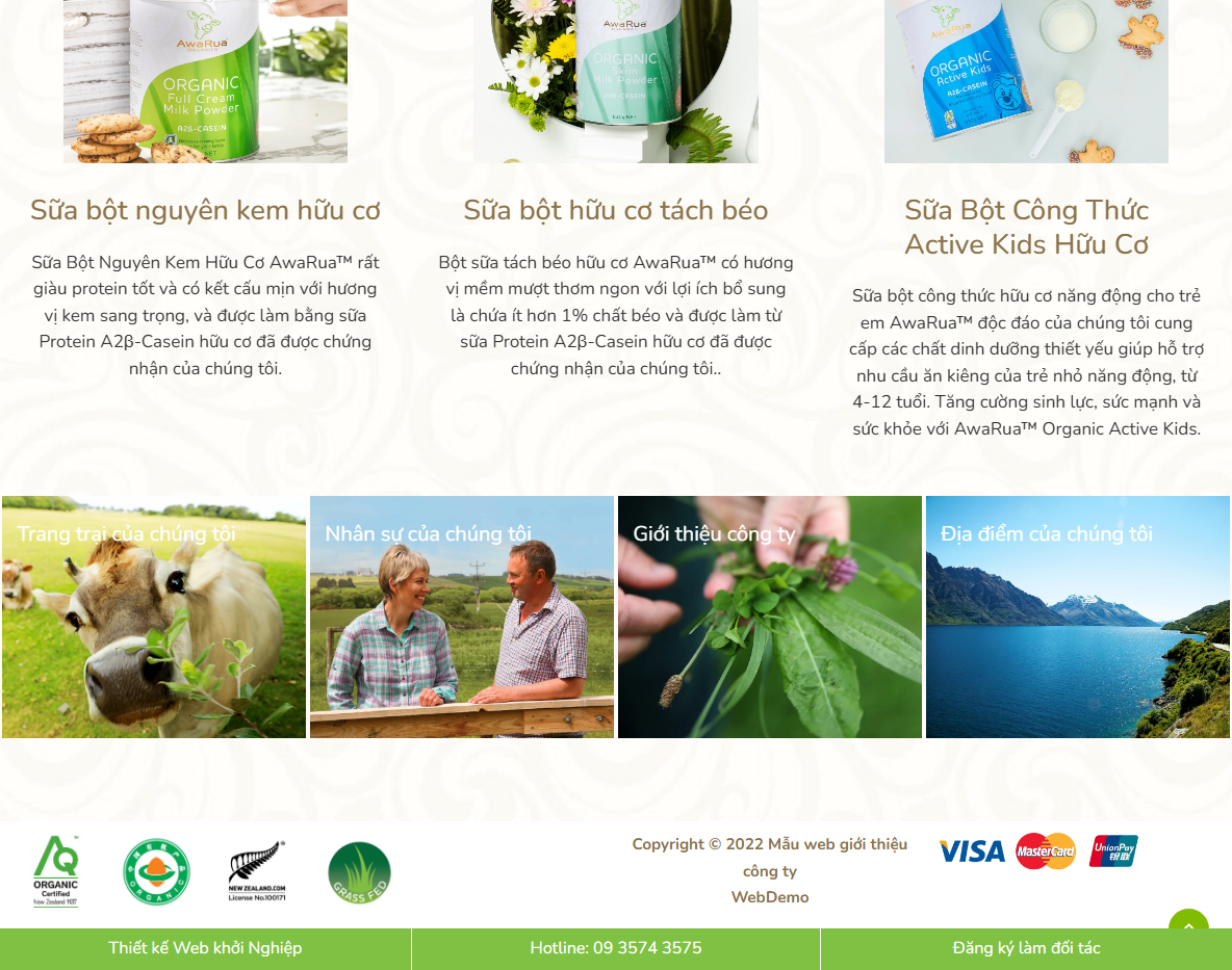 Giao diện responsive Theme WordPress Landing Bán Sữa 03