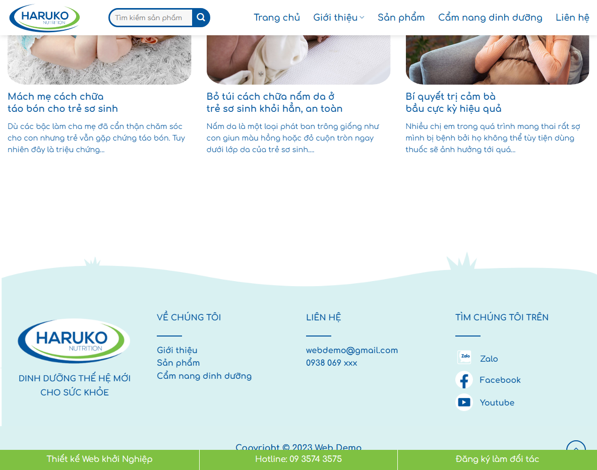 Panel quản trị Theme WordPress Landing Bán Sữa 2