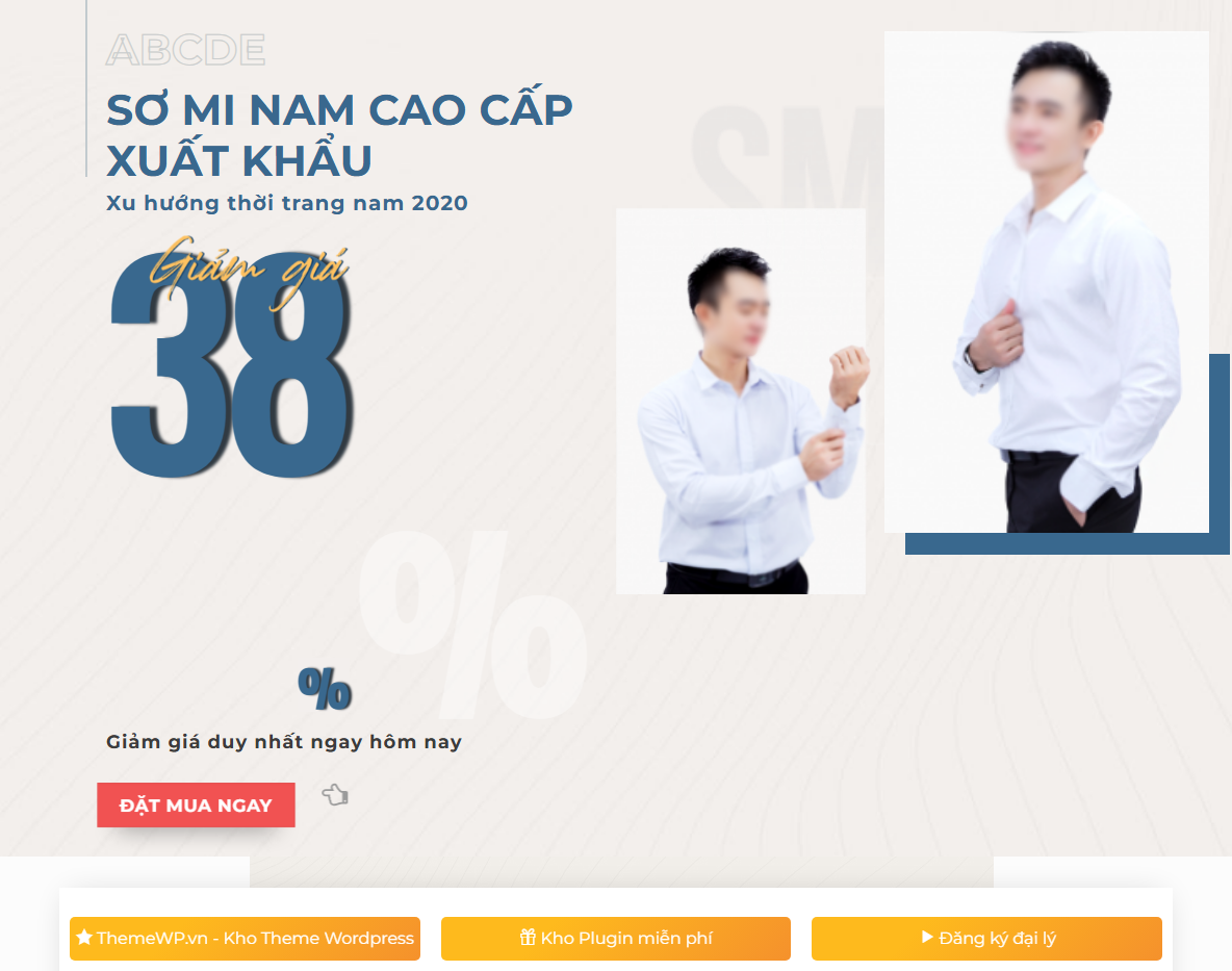 Theme WordPress landing page bán áo sơ mi - Giao diện tổng quan