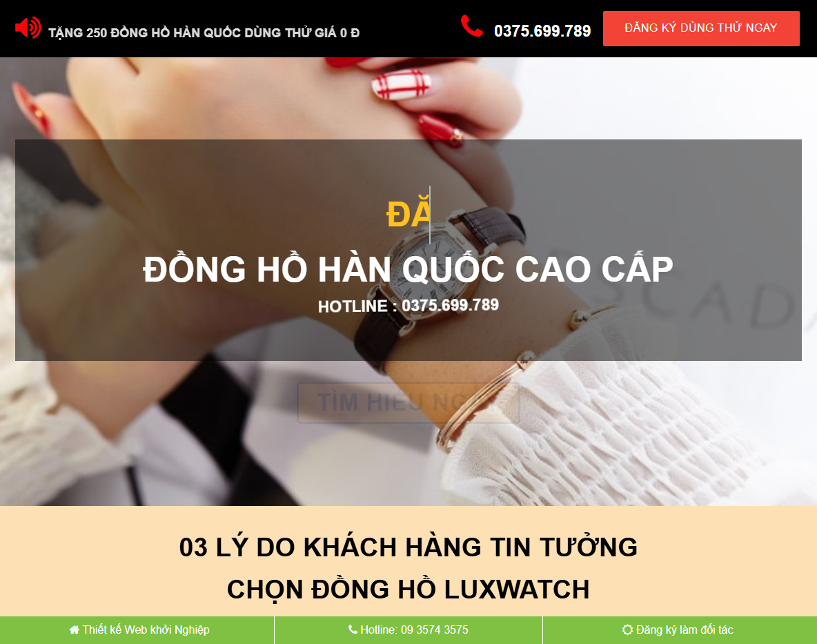 Giao diện Theme wordpress landing page bán đồng hồ 02