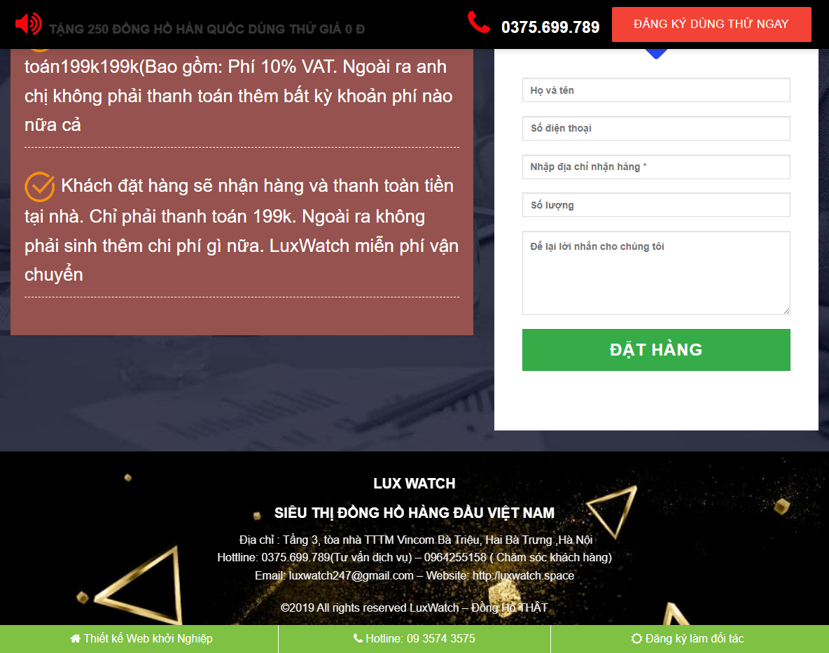 Giao diện mobile Theme wordpress landing page bán đồng hồ 02