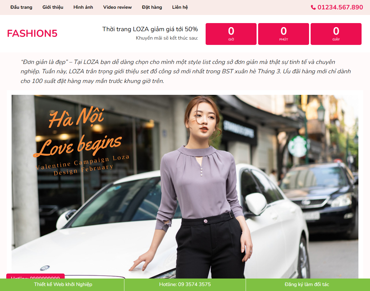 Theme WordPress landing page bán quần áo - Giao diện tổng quan