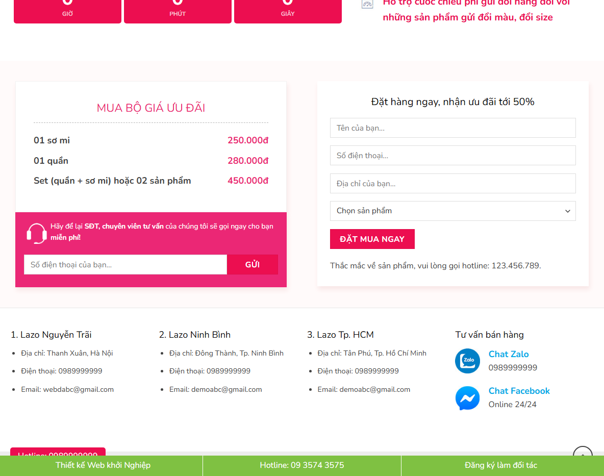Theme WordPress landing page bán quần áo - Tính năng quản lý