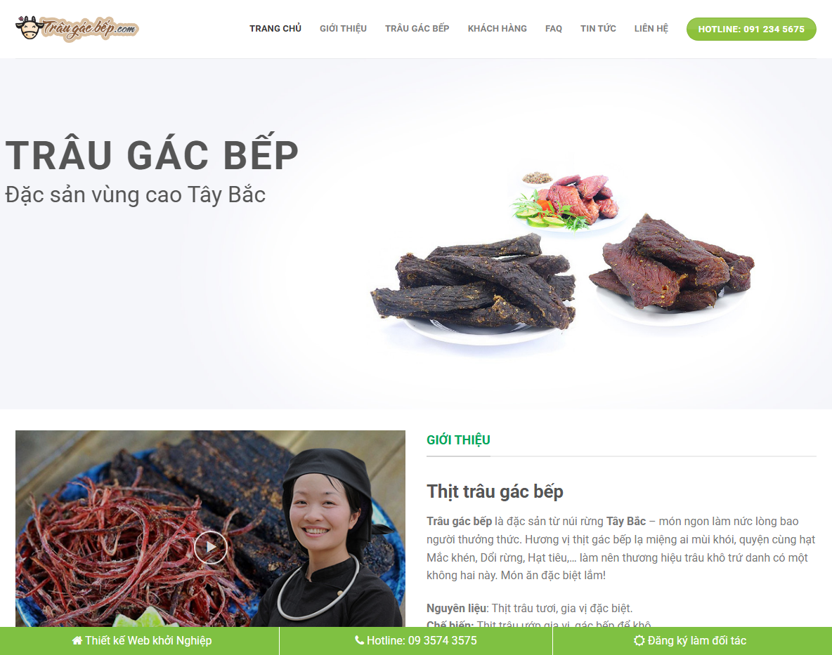 Giao diện theme wordpress bán thịt trâu