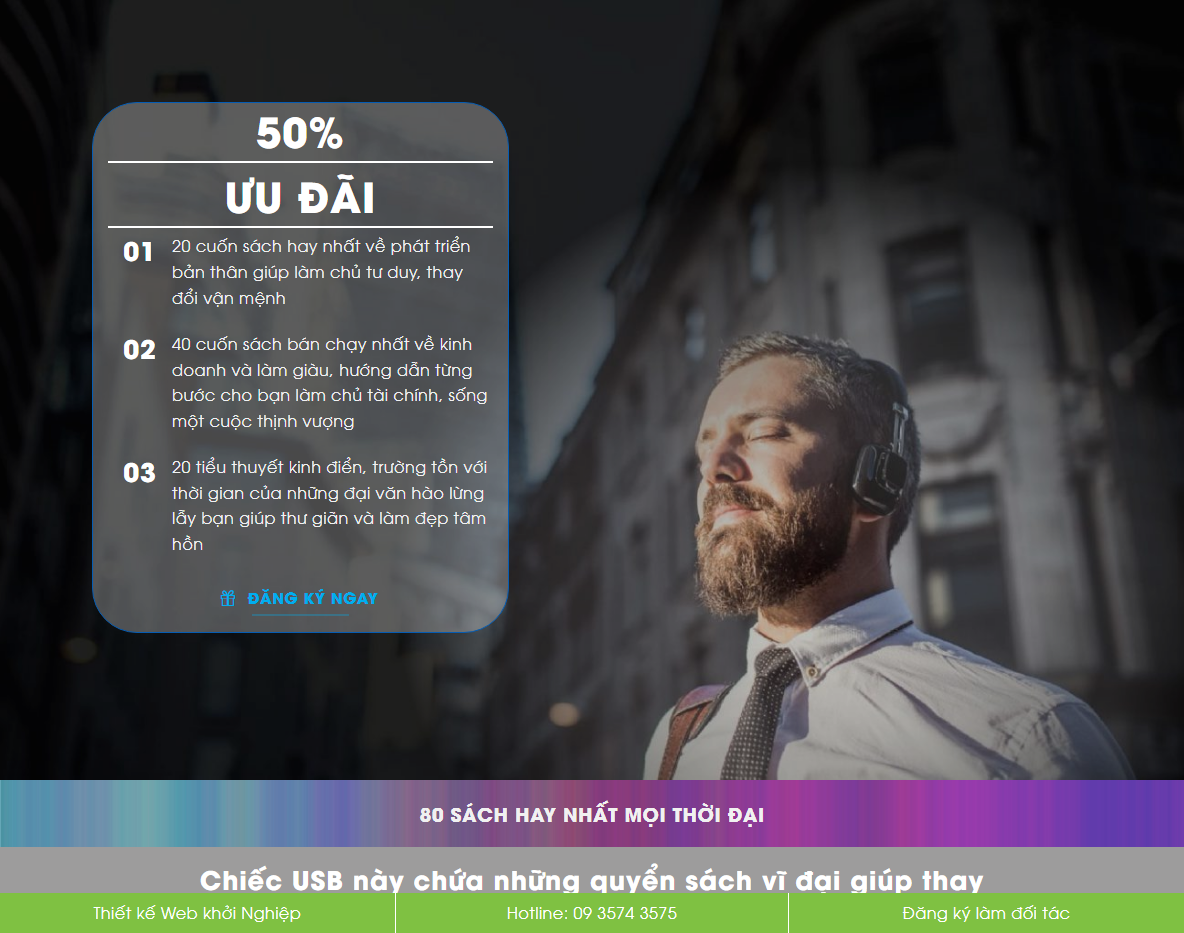 Giao diện theme wordpress landing page bán usb sách