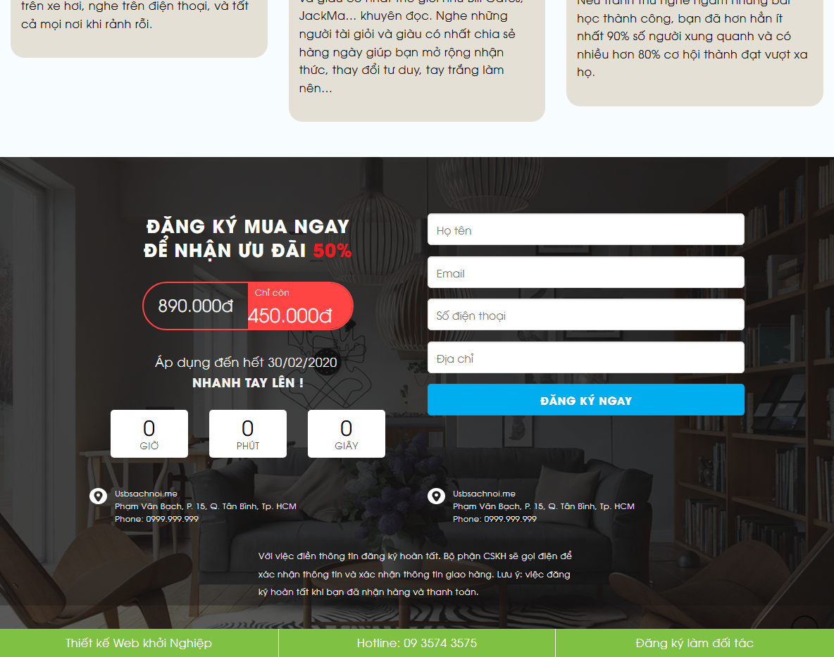Tính năng theme wordpress landing page bán usb sách