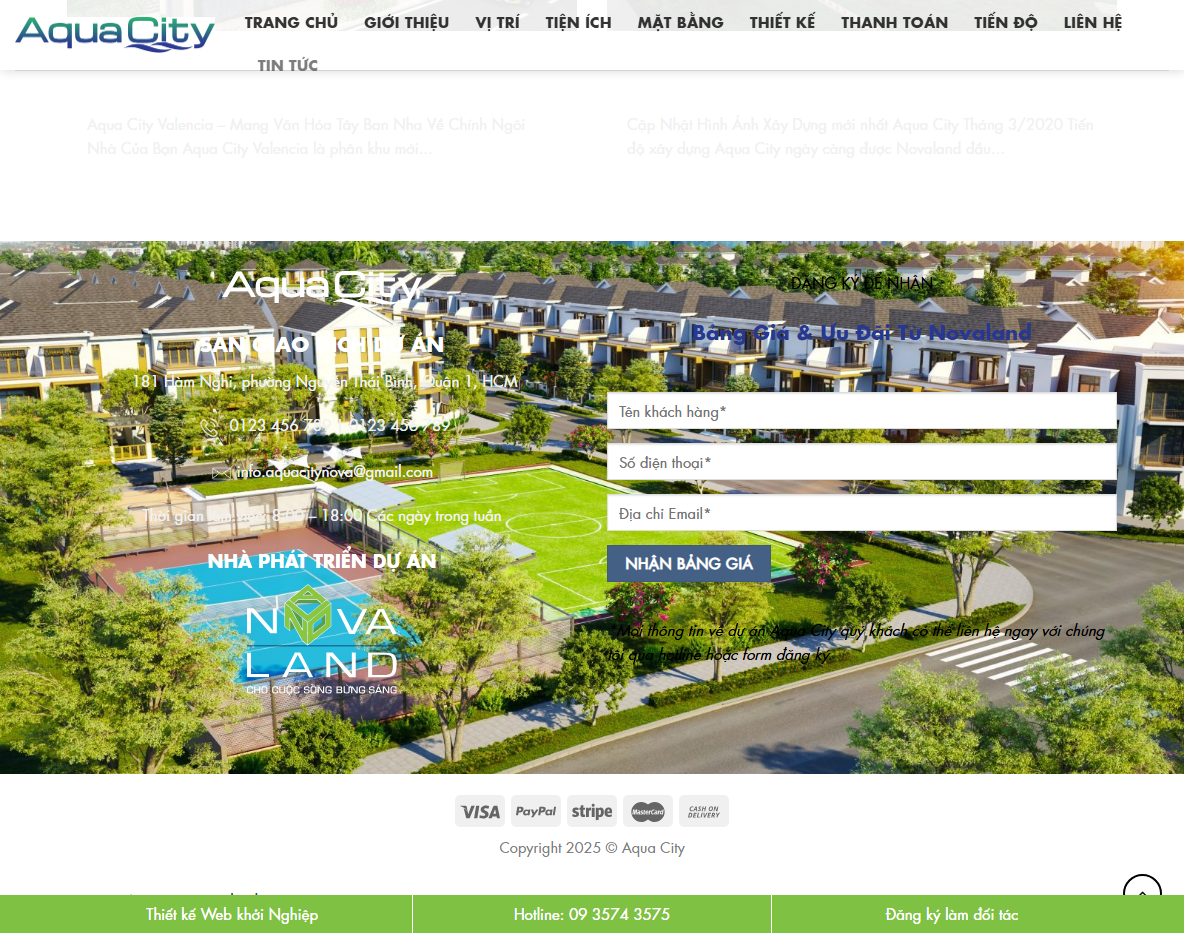 Giao diện quản trị Theme WordPress Aqua City