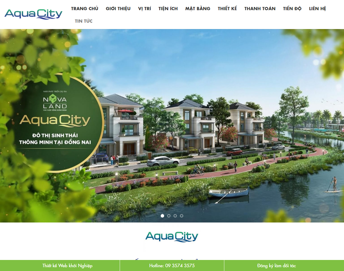 Giao diện Theme WordPress Landing Page BĐS Aqua City