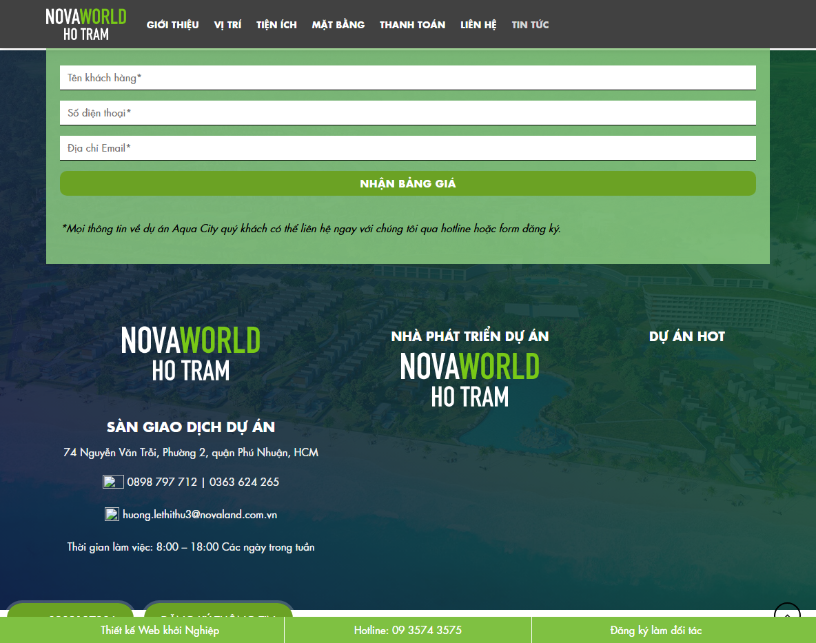 Demo Theme WordPress Landing Page BĐS NovaWorld