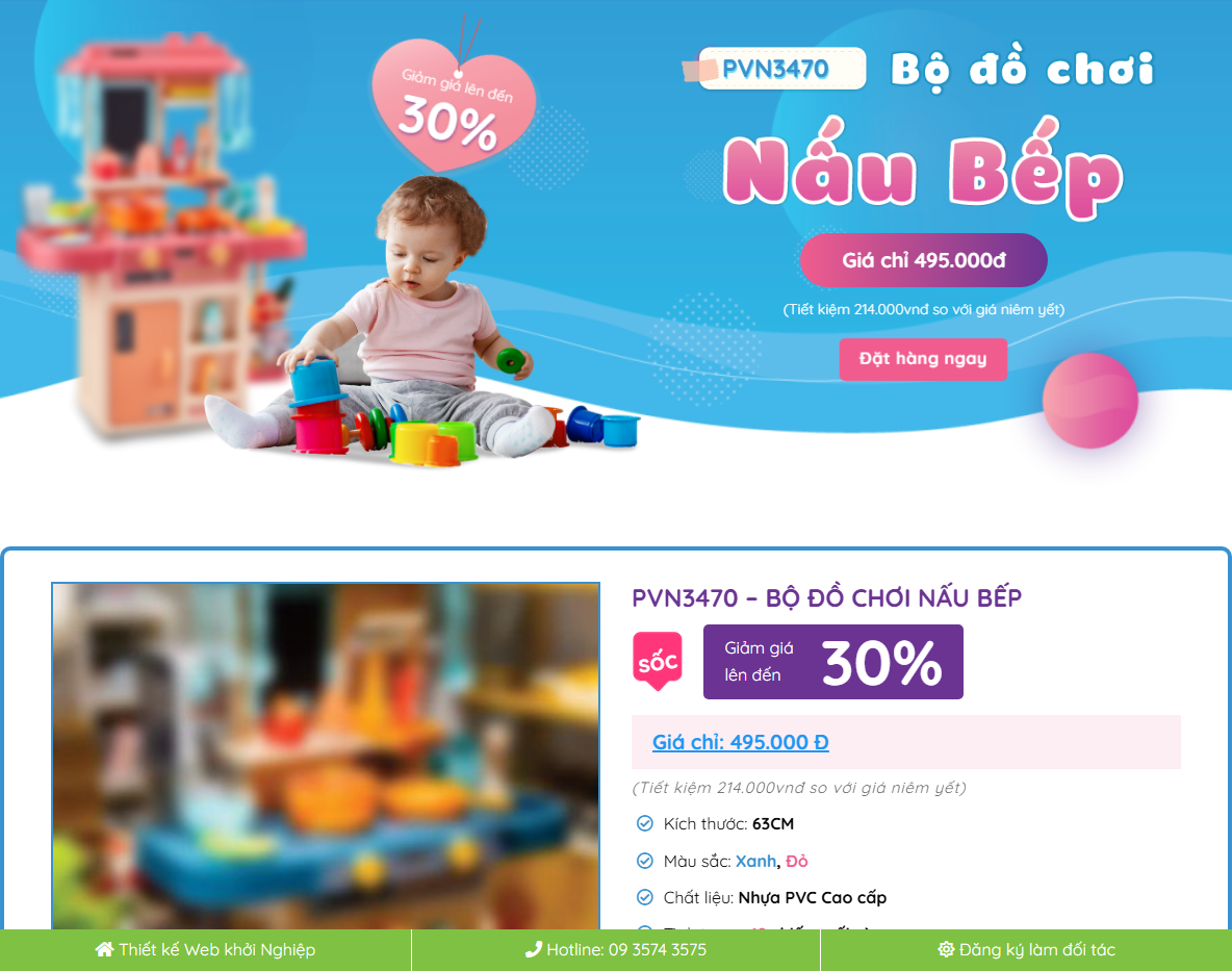 Theme WordPress landing page đồ chơi trẻ em