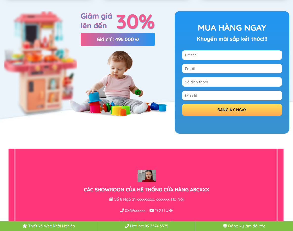 Giao diện quản trị theme WordPress đồ chơi trẻ em