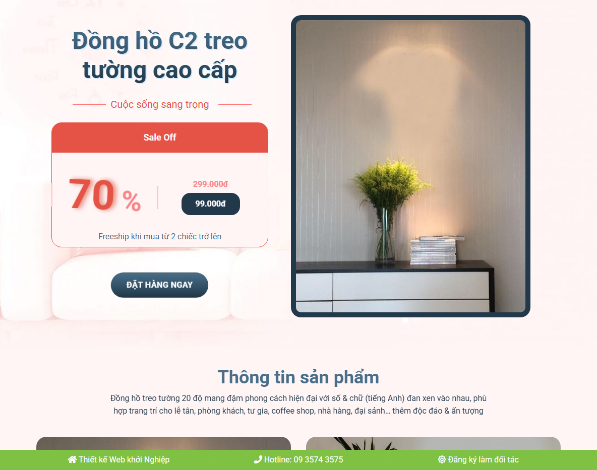 Theme WordPress đồng hồ dán tường 3D - Giao diện trang chủ