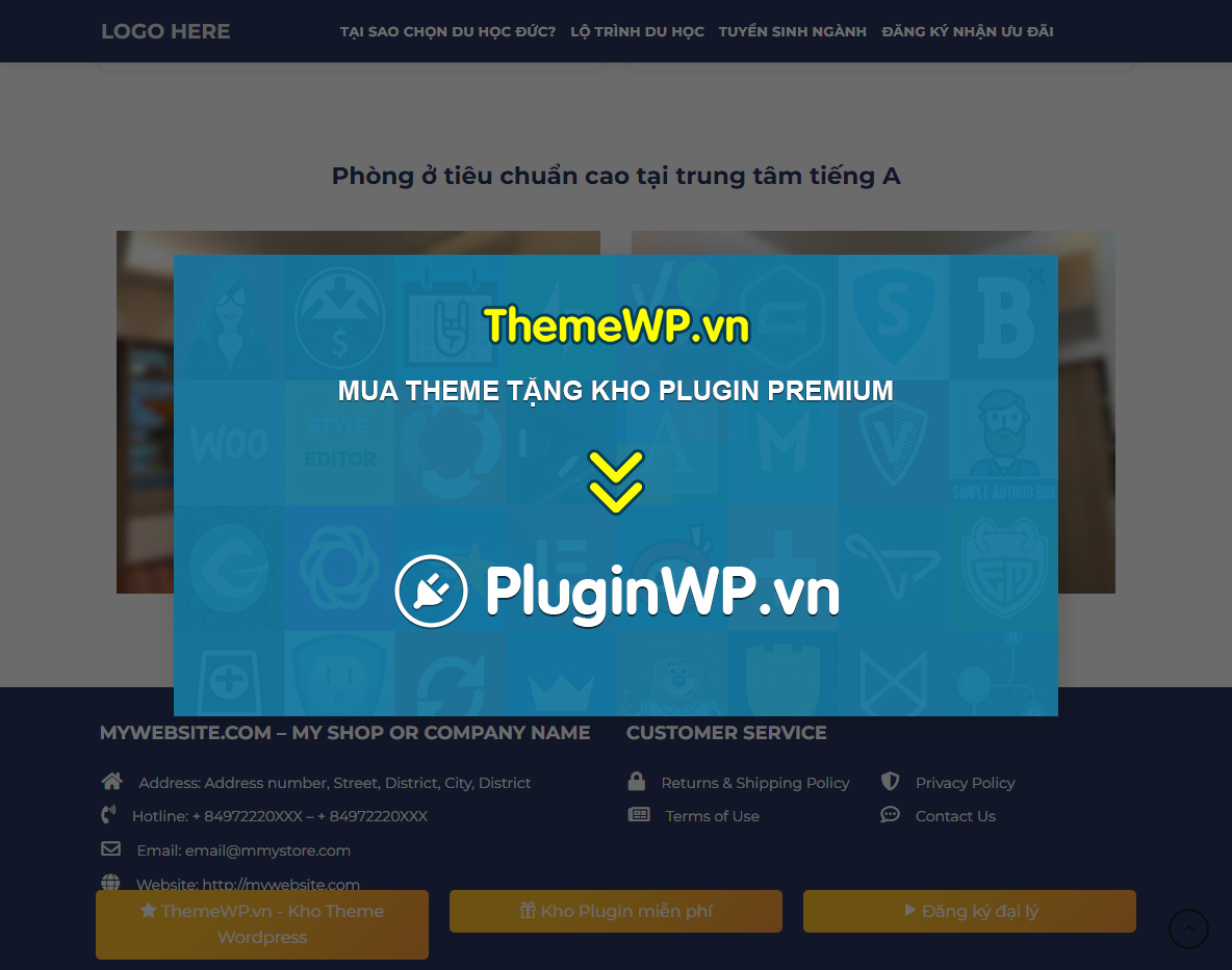 Demo Theme WordPress landing page du học nghề