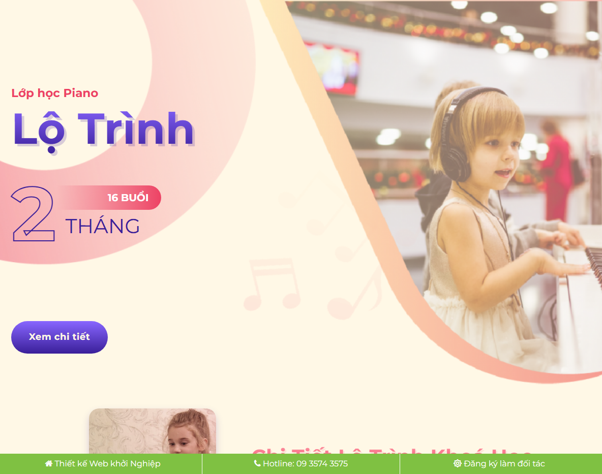 Theme WordPress landing page khóa học đàn piano