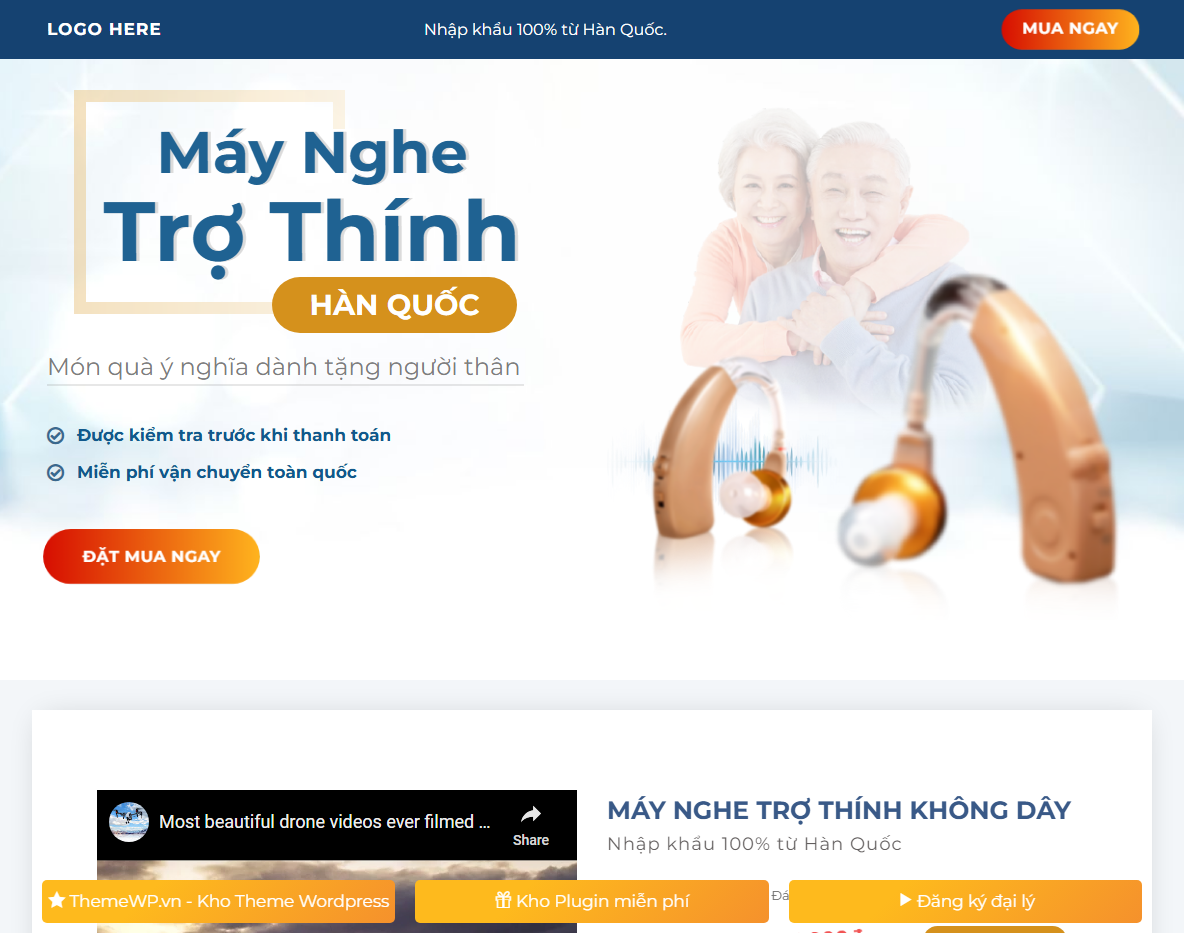 Giao diện Theme WordPress landing page máy nghe trợ thính
