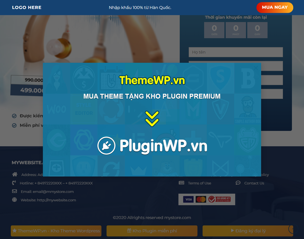 Tính năng Theme WordPress landing page máy nghe trợ thính