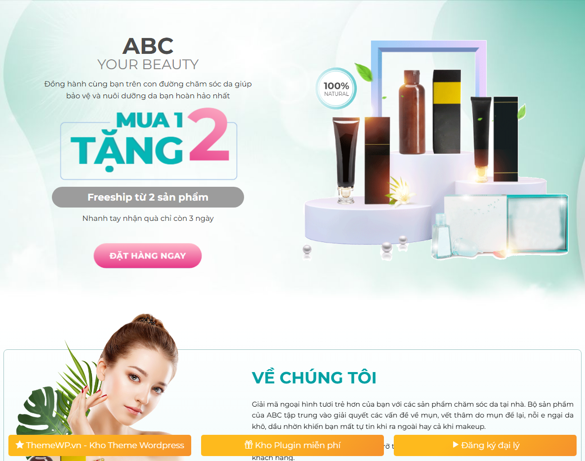 Theme WordPress landing page mỹ phẩm