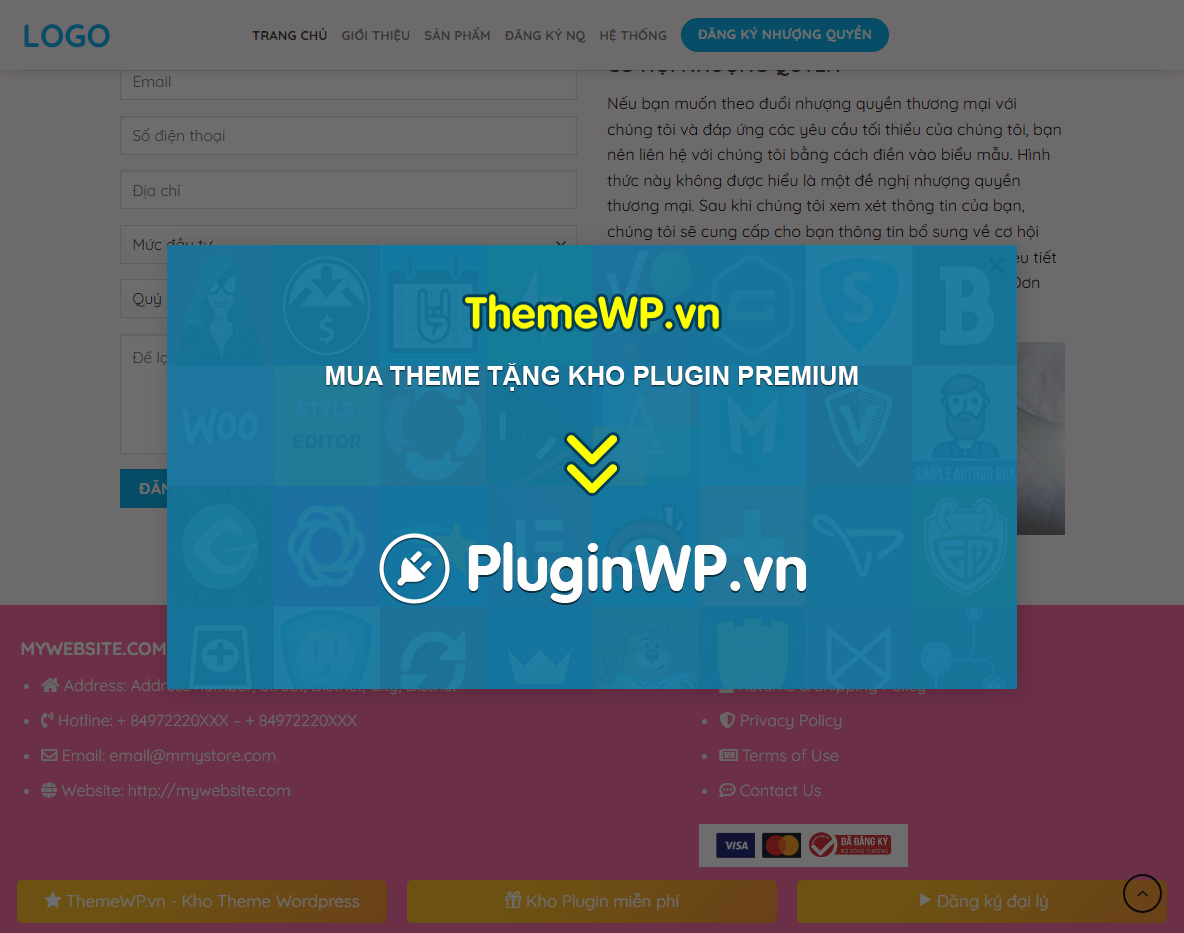 Giao diện theme nhượng quyền trà sữa