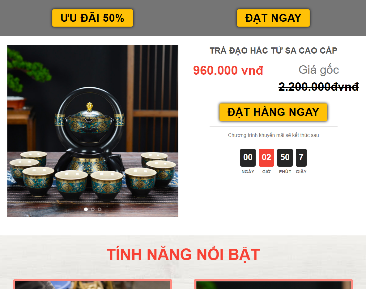 Giao diện Theme WordPress Landing Page Trà Đạo