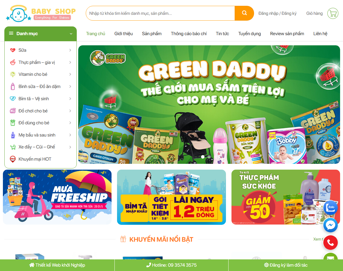 Giao diện Theme wordpress mẹ và bé 01