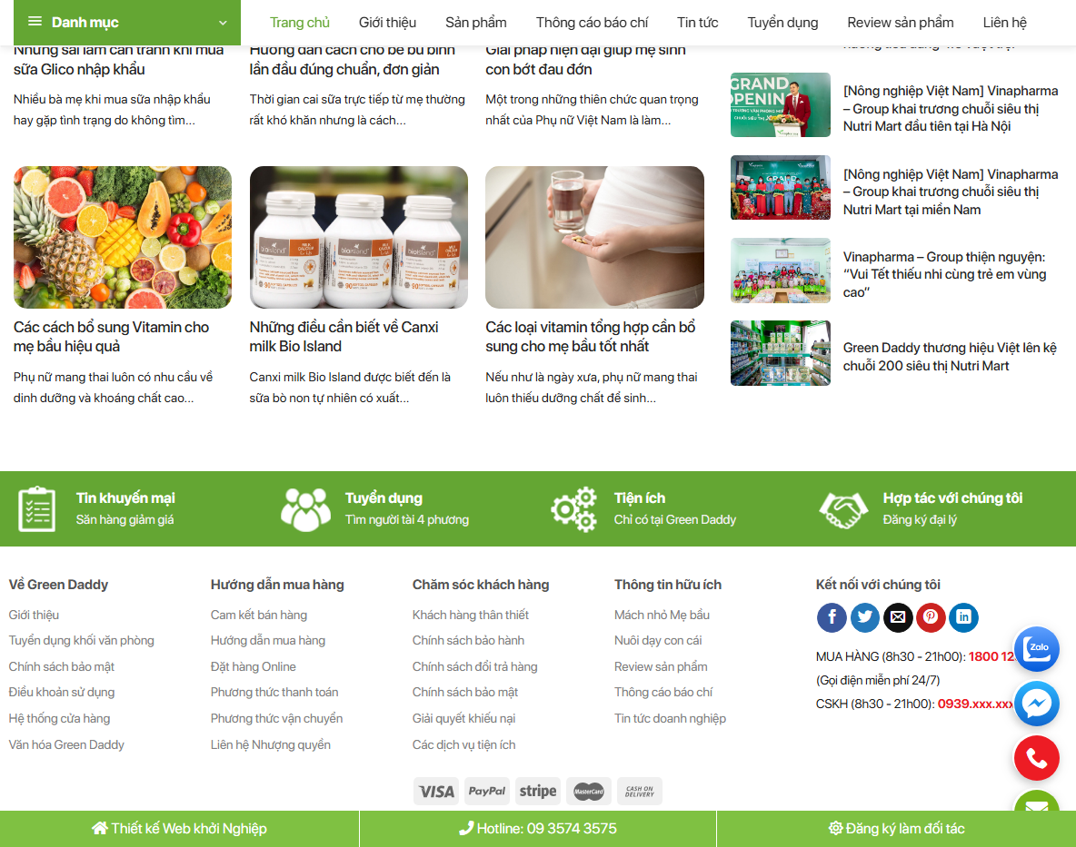 Tính năng Theme wordpress mẹ và bé 01