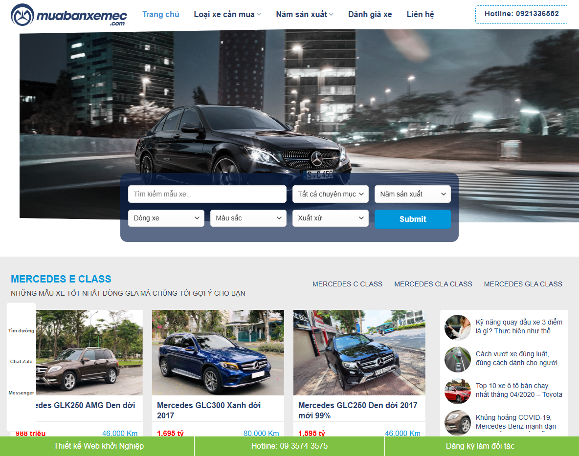 Giao diện theme wordpress mua bán xe