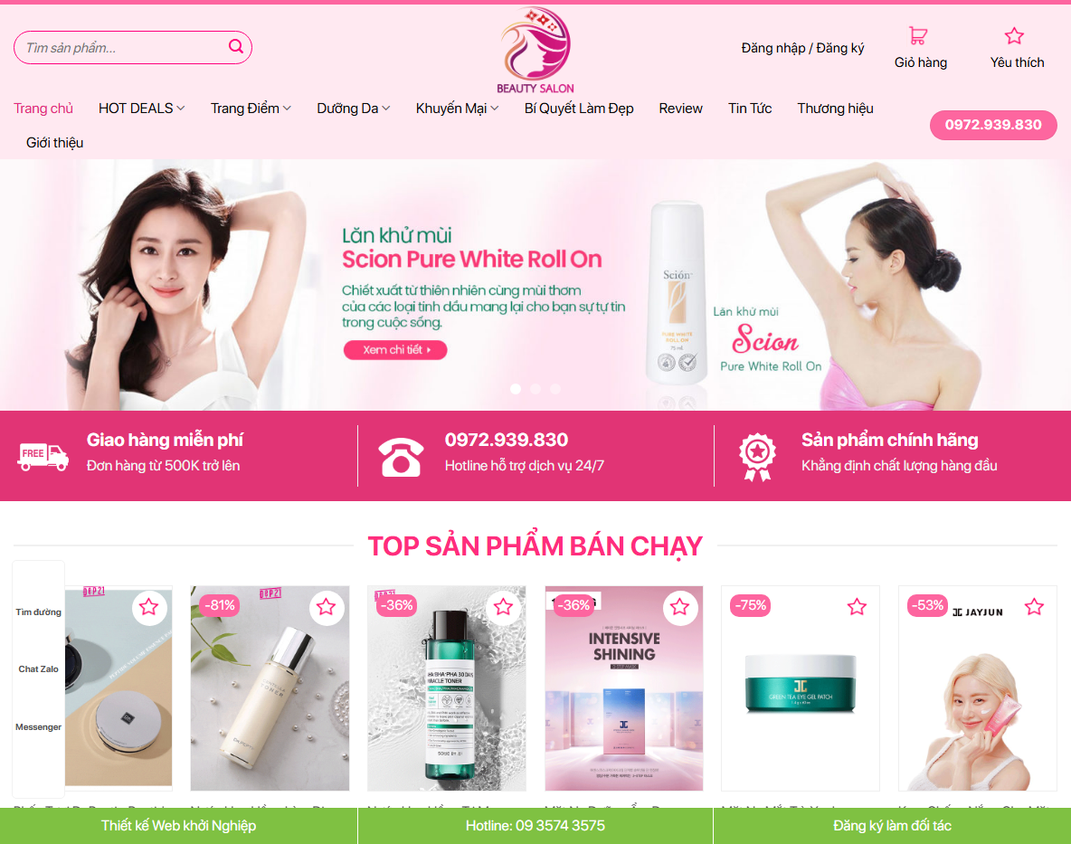 Giao diện trang chủ Theme WordPress mỹ phẩm 13