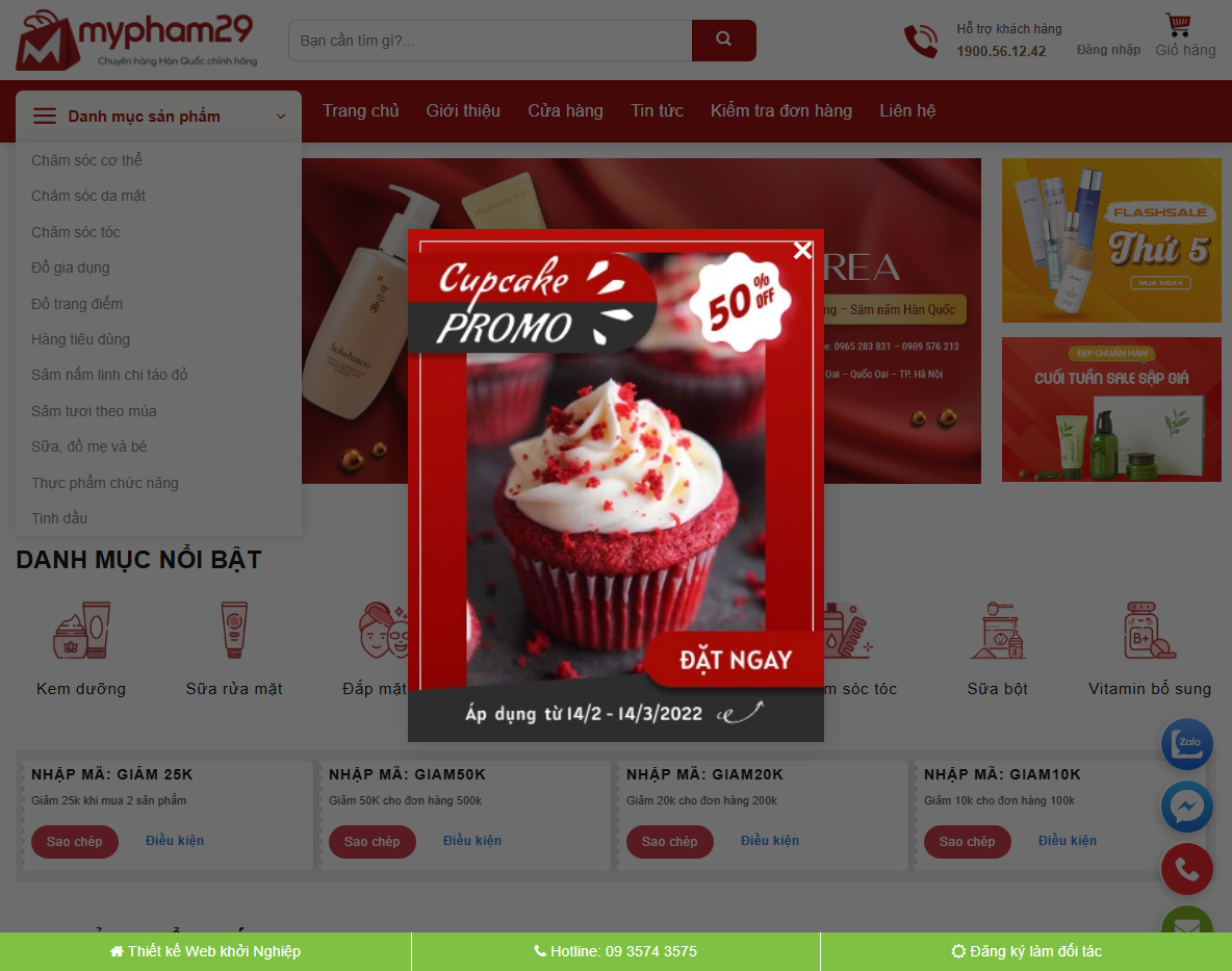 Giao diện trang chủ Theme WordPress mỹ phẩm 17