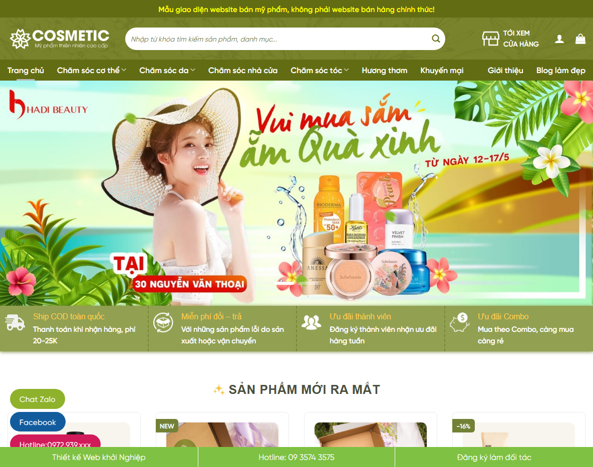 Giao diện trang chủ Theme WordPress mỹ phẩm 18