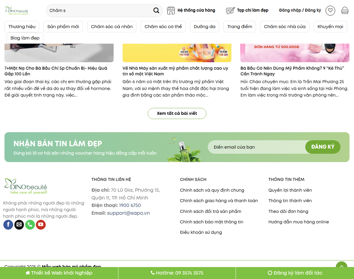 Giao diện trang sản phẩm Theme WordPress mỹ phẩm 20