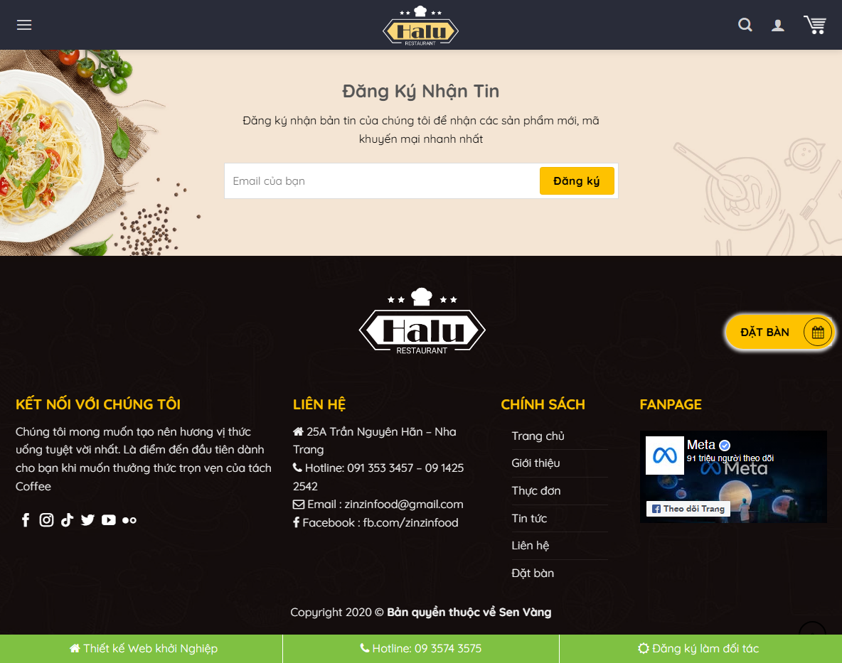 Tính năng Theme WordPress nhà hàng 04
