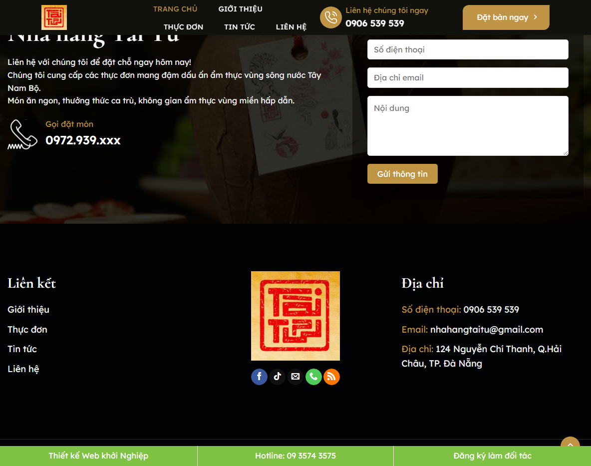 Tính năng Theme WordPress Nhà Hàng 06