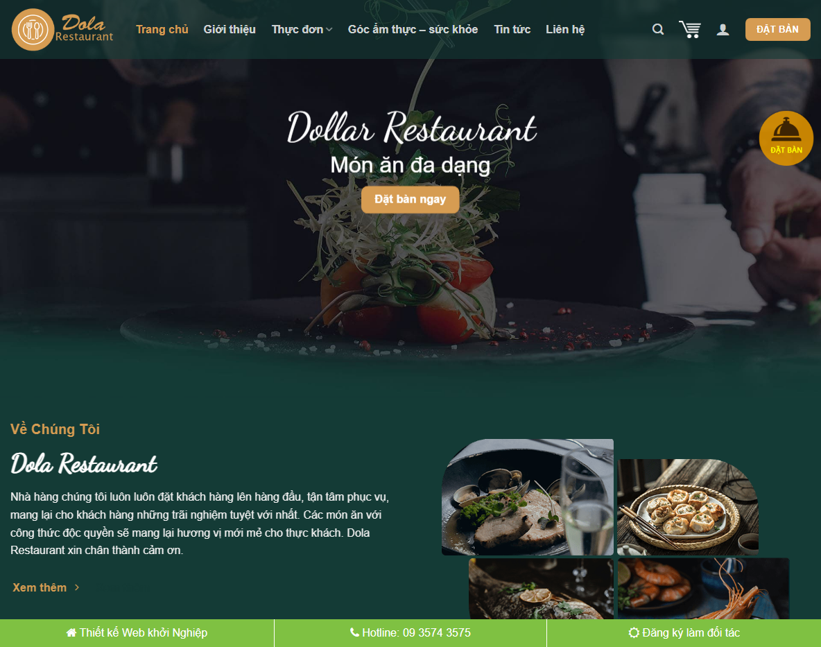 Theme wordpress nhà hàng quán ăn 05 - Giao diện trang chủ