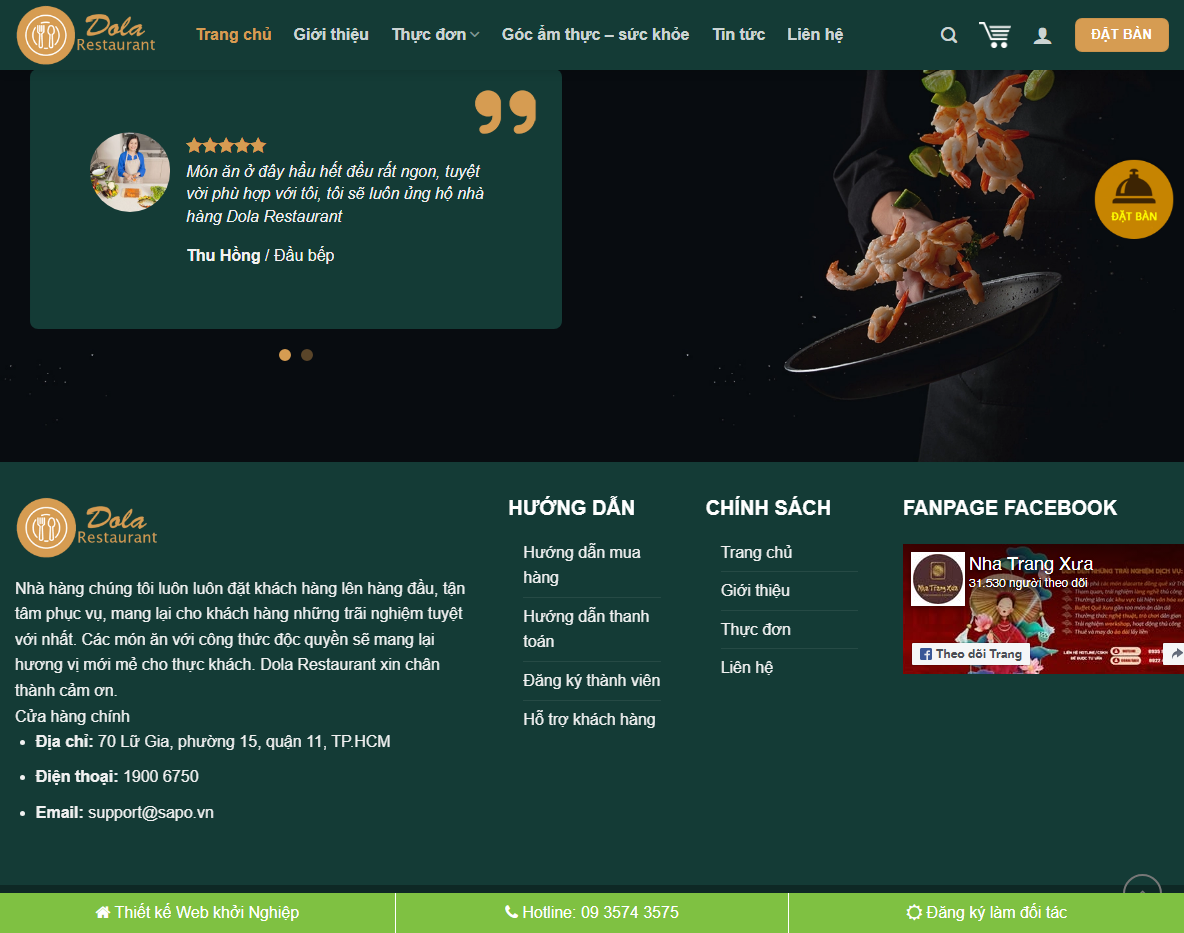 Theme wordpress nhà hàng quán ăn 05 - Trang chi tiết