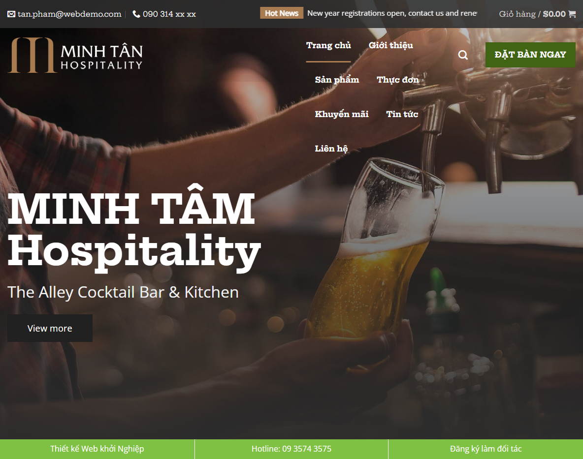 Giao diện theme wordpress nhà hàng rượu