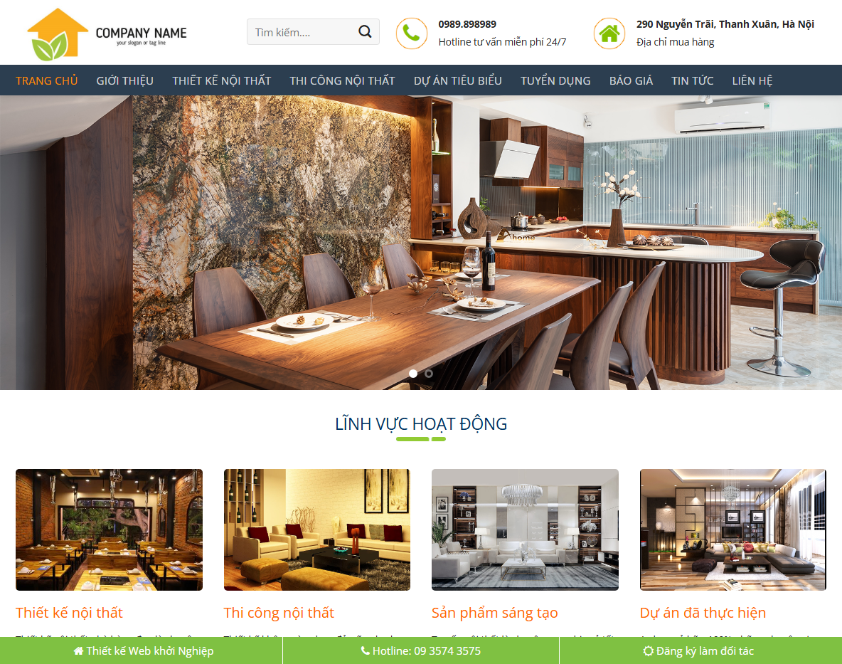 Giao diện trang chủ Theme WordPress Nội Thất 33
