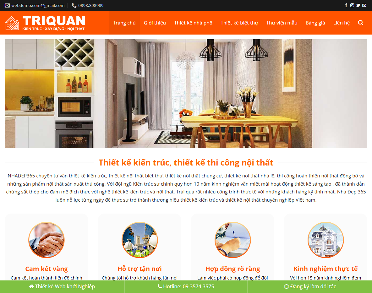 Giao diện trang chủ Theme WordPress Nội Thất 34