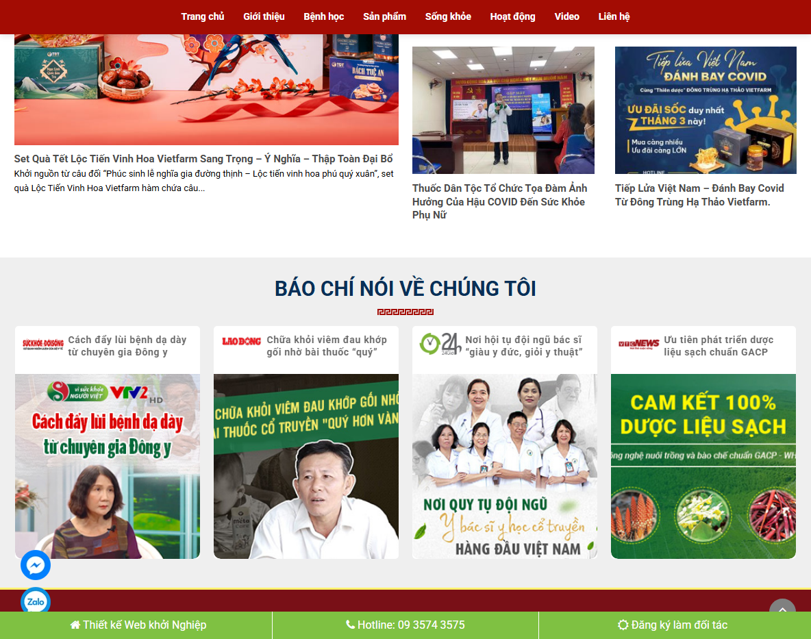 Tính năng theme wordpress phòng khám đông y