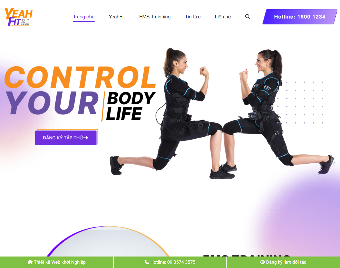 Theme WordPress phòng tập gym 01 - Giao diện trang chủ