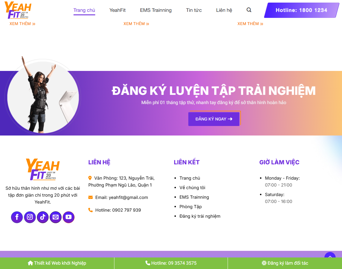 Theme WordPress phòng tập gym 01 - Trang quản lý