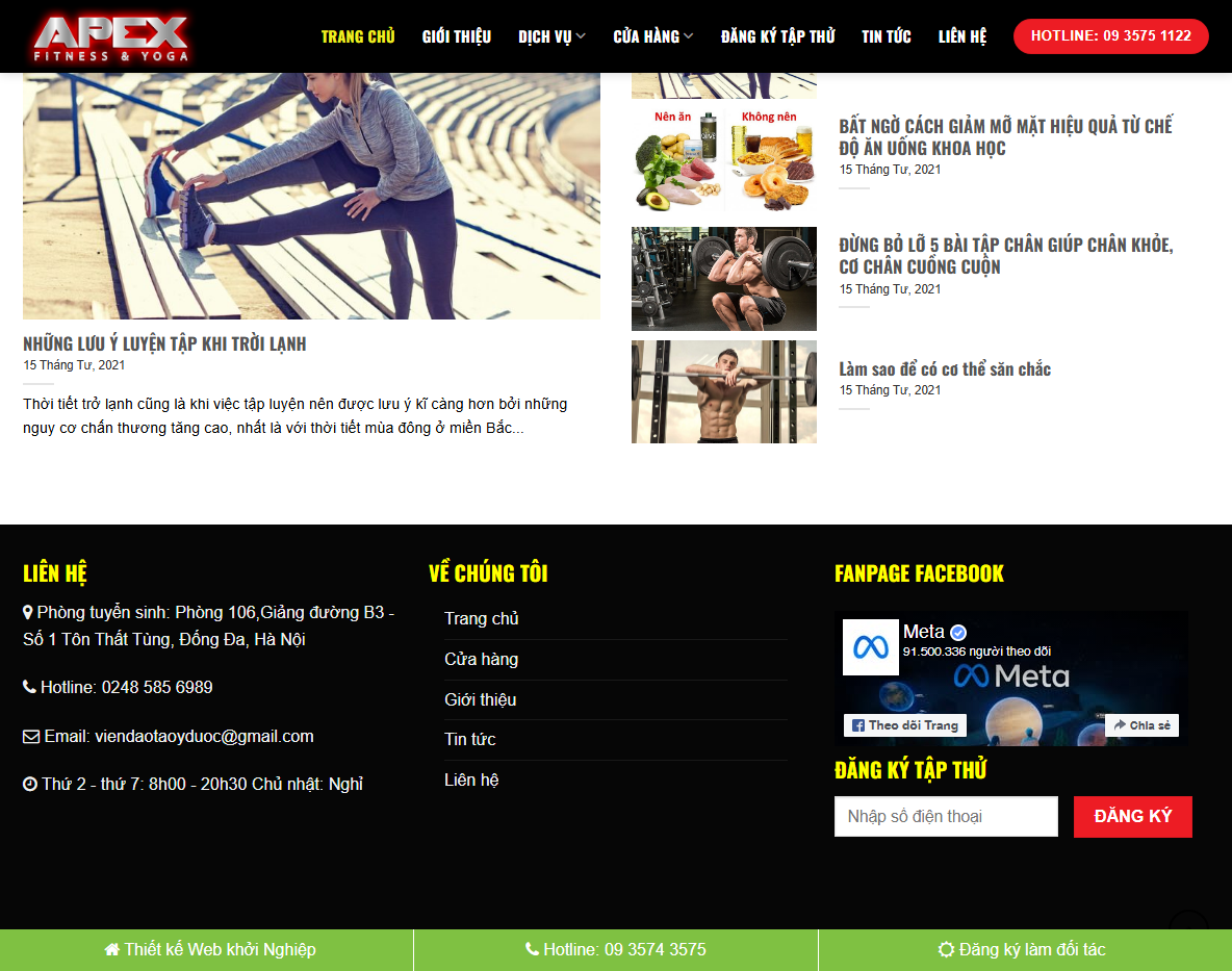 Giao diện quản lý theme WordPress phòng gym