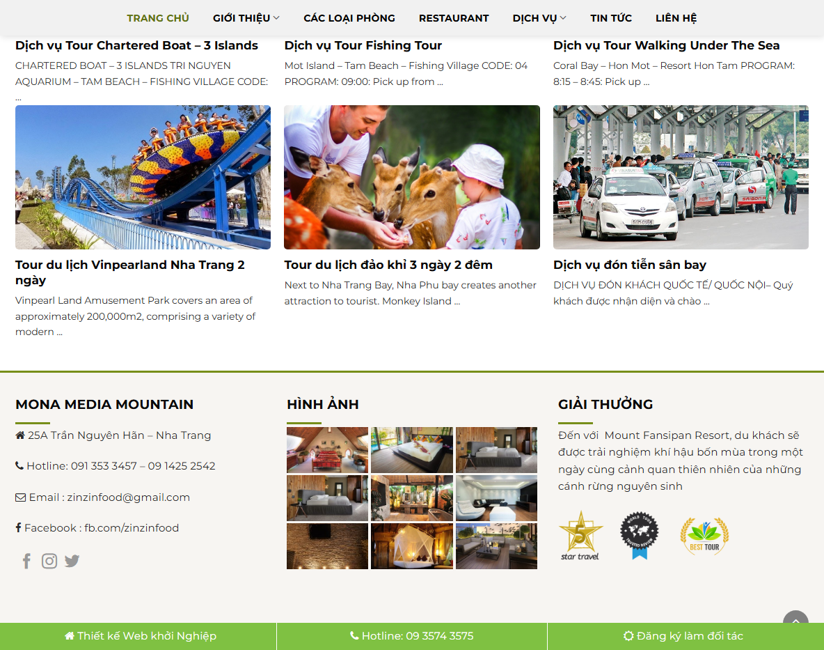 Tính năng theme wordpress resort du lịch